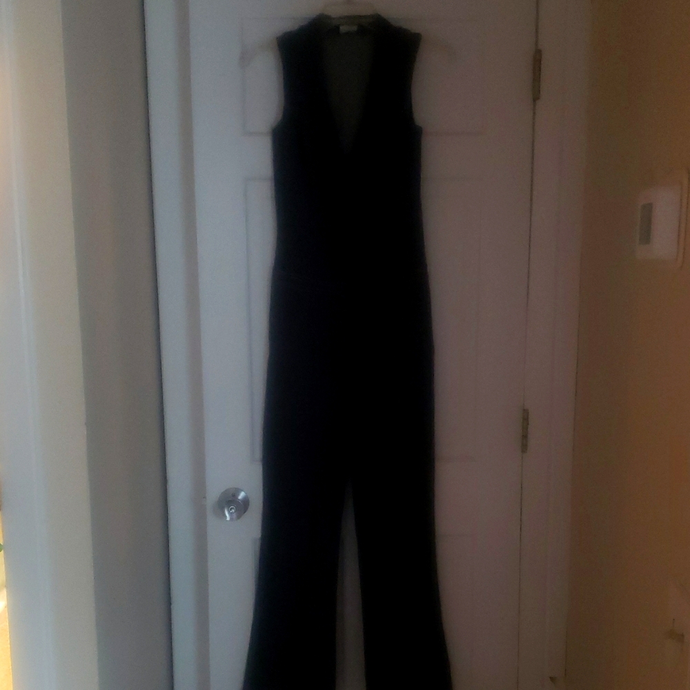 Blue Sleeveless Denim Flair-Leg Jumpsuit